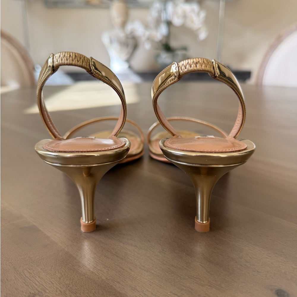 Aquazzura So Nude 50MM Gold Slingback Sandals - Picture 5 of 9